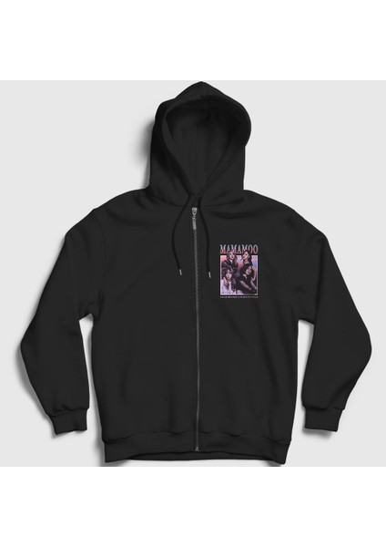 Unisex Siyah Poster K-Pop Mamamoo Fermuarlı Kapüşonlu Sweatshirt
