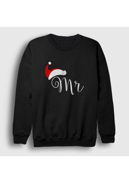 Unisex Siyah Mr Yeni Yıl Yılbaşı Sweatshirt