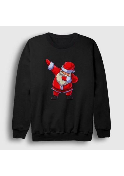 Unisex Siyah Dabbing Noel Baba Santa Claus Yılbaşı Sweatshirt