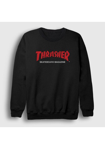 Unisex Siyah Logo V3 Thrasher Sweatshirt