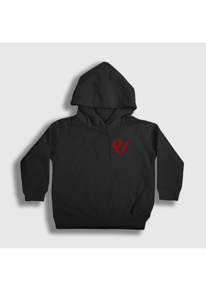 Unisex Çocuk Siyah Logo K-Pop Red Velvet Kapüşonlu Sweatshirt