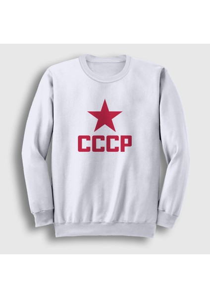 Beyaz Red Cccp Sovyetler Birliği Sweatshirt
