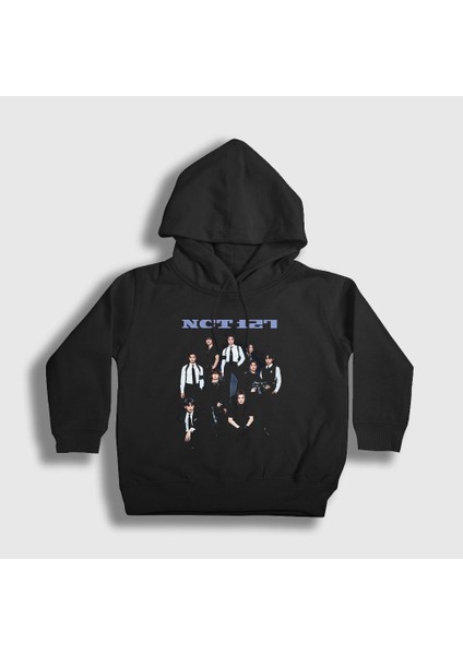 Unisex Çocuk Siyah Poster K-Pop Nct 127 Kapüşonlu Sweatshirt