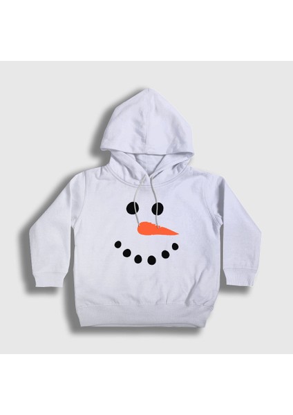 Çocuk Beyaz Snowman Kardan Adam Yılbaşı Kapüşonlu Sweatshirt