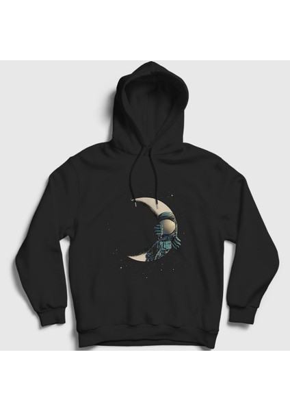 Unisex Siyah Hide And Seek Astronaut Space Astronot Uzay Kapüşonlu Sweatshirt