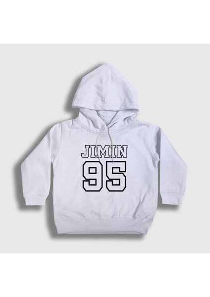 Unisex Çocuk Beyaz 95 K Pop Jimin Bts Kapüşonlu Sweatshirt