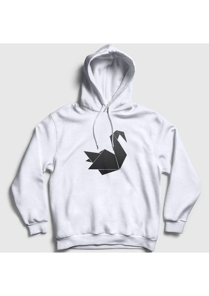 Unisex Beyaz Origami Swan Prison Break Kapüşonlu Sweatshirt