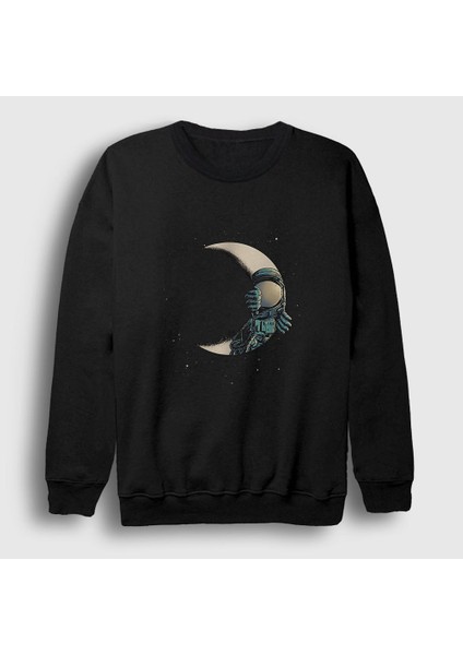 Unisex Siyah Hide And Seek Astronaut Space Astronot Uzay Sweatshirt
