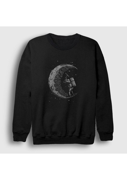 Unisex Siyah Moon Mining Astronaut Space Astronot Uzay Sweatshirt