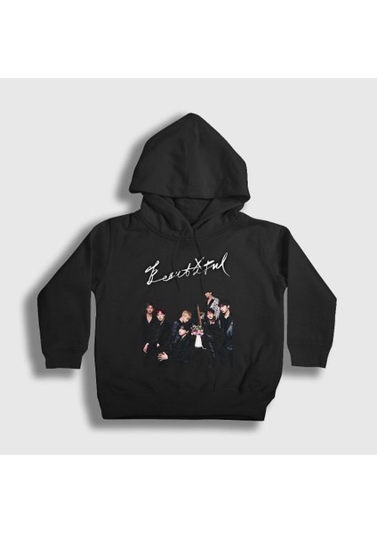 Çocuk Siyah Beautiful K-Pop Monsta x Kapüşonlu Sweatshirt