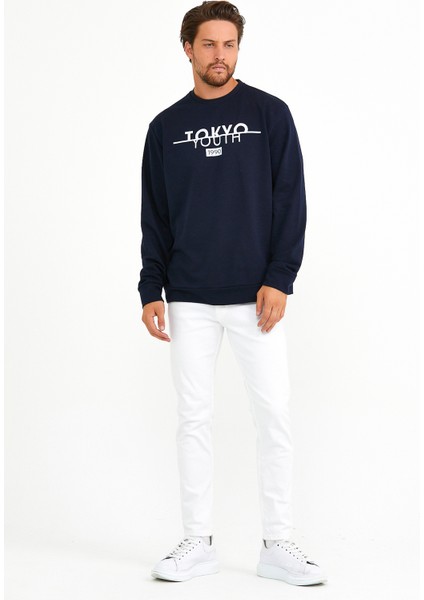 Süperlife Bisiklet Yaka Tokyo Basklıl Sweat SPR22SW134