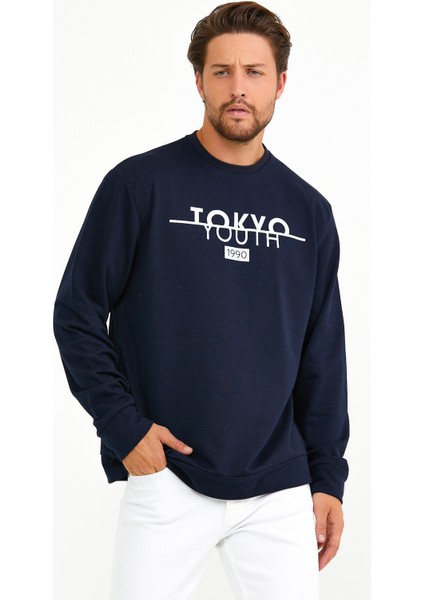 Süperlife Bisiklet Yaka Tokyo Basklıl Sweat SPR22SW134