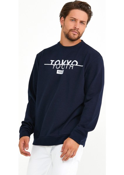 Süperlife Bisiklet Yaka Tokyo Basklıl Sweat SPR22SW134