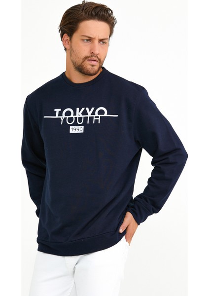 Süperlife Bisiklet Yaka Tokyo Basklıl Sweat SPR22SW134