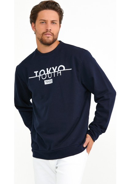 Süperlife Bisiklet Yaka Tokyo Basklıl Sweat SPR22SW134