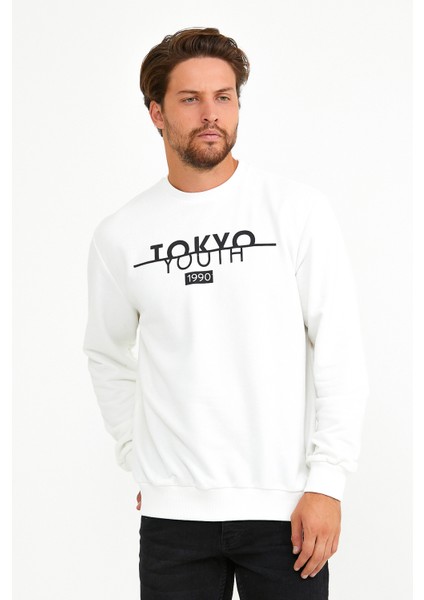 Süperlife Bisiklet Yaka Tokyo Basklıl Sweat SPR22SW134