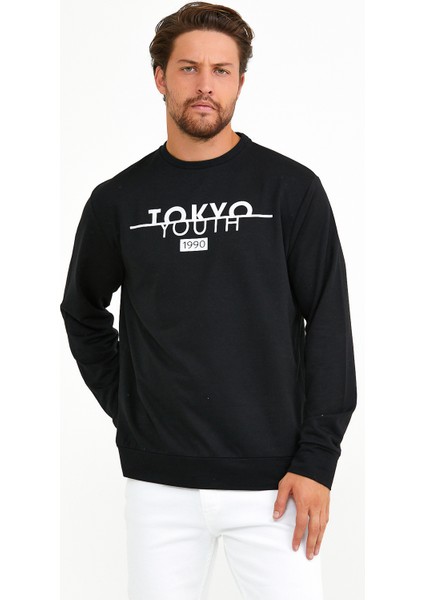 Süperlife Bisiklet Yaka Tokyo Basklıl Sweat SPR22SW134