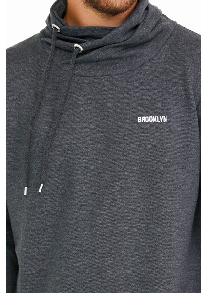 Süperlife Dökümlü Şal Yaka Brooklyn Baskılı Sweat SPR22SW143