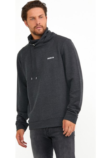 Süperlife Dökümlü Şal Yaka Brooklyn Baskılı Sweat SPR22SW143