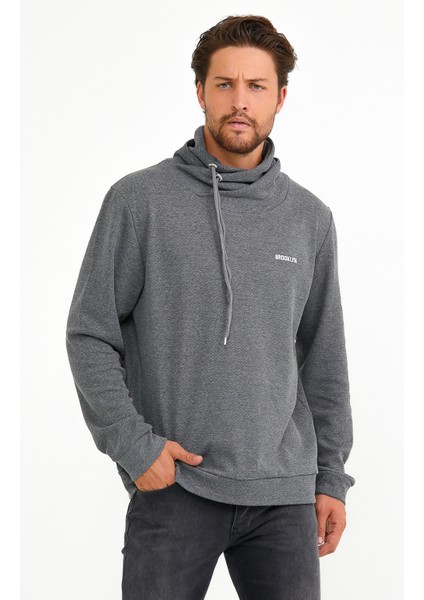 Süperlife Dökümlü Şal Yaka Brooklyn Baskılı Sweat SPR22SW143
