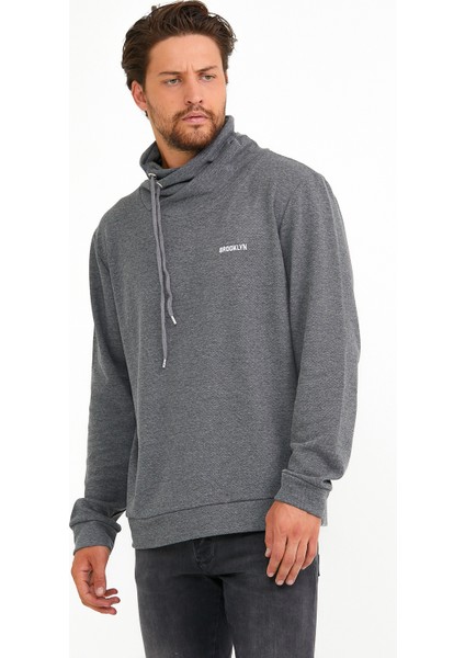 Süperlife Dökümlü Şal Yaka Brooklyn Baskılı Sweat SPR22SW143