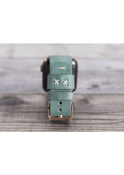 Apple Watch Uyumlu Deri Kordon 38-40MM Orfe CZ12 Mint Yeşili modelleri