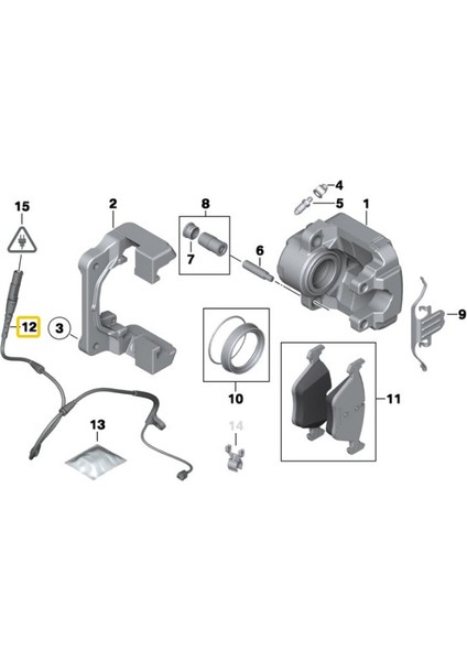 Bmw X5 Uyumlu E70 ve X6 E71 Ön Fren Balata Sensörü 34356789501
