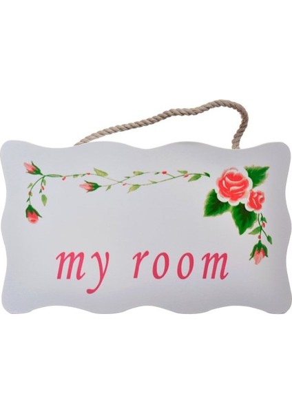My Room Benim Odam Dekoratif Çiçek Desenli Kapı Askısı