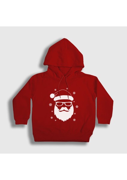 Unisex Çocuk Kırmızı Noel Baba Santa Claus Yılbaşı Kapüşonlu Sweatshirt