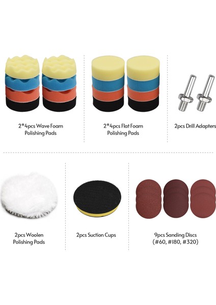 31 Adet Parlatma Pedleri Kiti 3 Inç Matkap Tampon Eki fiyatları