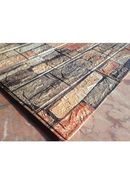 NW47 Çok Renkli Taş Siyah Kırmızı Sarı Kendinden Yapışkanlı Esnek Duvar Paneli 70X77 cm 1 Adet