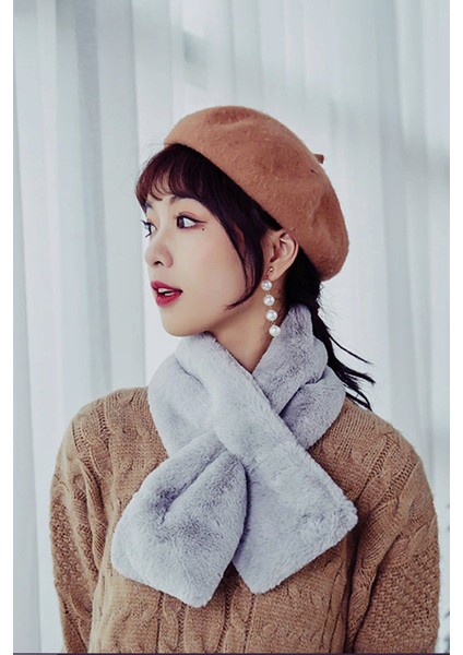 Welsoft Gri Peluş Atkı Kaşkol Rüzgar Geçirmez Polar Boyunluk Şalı fiyatları