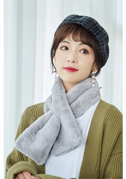 Welsoft Gri Peluş Atkı Kaşkol Rüzgar Geçirmez Polar Boyunluk Şalı modelleri