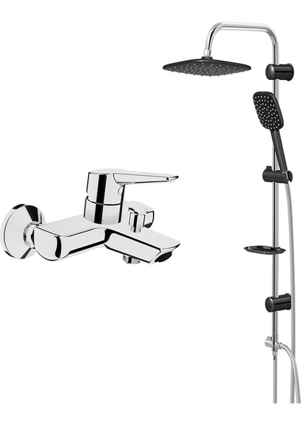 Artema Solid S Banyo Batarya,Valtemo Siyah Tepe Duş Takımı 5240