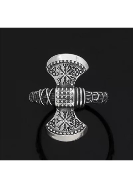 TS001493 Iskandinav Viking Rune Çelik Erkek Yüzük
