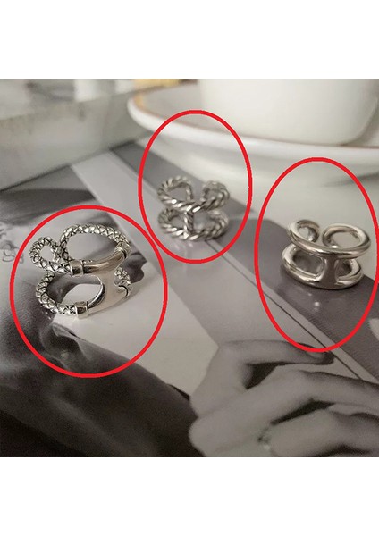 TS001309 3'lü Set 925 Ayar Gümüş Kadın Yüzük Ayarlanabilir fiyatları