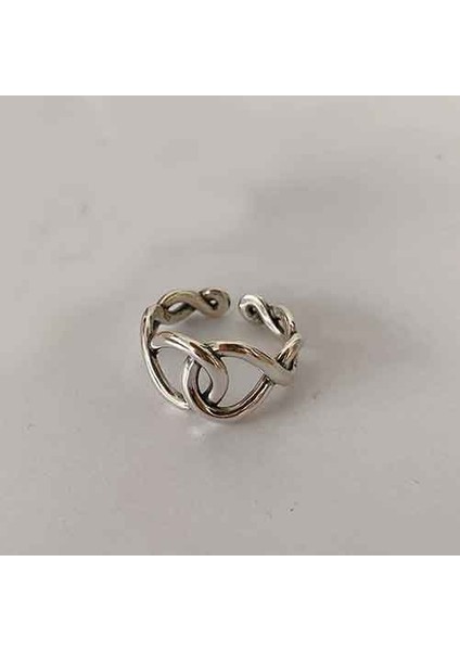 TS001313 Geçme Motif 925 Ayar Gümüş Kadın Yüzük Ayarlanabilir