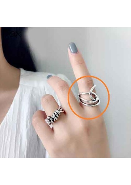 TS001313 Geçme Motif 925 Ayar Gümüş Kadın Yüzük Ayarlanabilir fırsatları