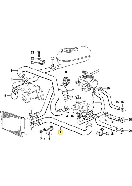Bmw Uyumlu E21 E28 E30 M20 Motor Radyatör Alt Hortumu 11531278925