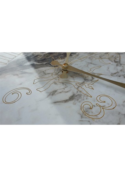 Mermer Desenli ,çizgi Rakamlı Duvar Saati Çap 50 cm indirimleri