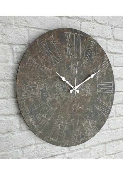 Mermer Desenli ,beyaz Çizgi Rakamlı Duvar Saati Çap 50 cm modelleri