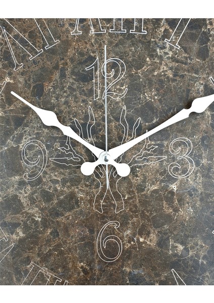Mermer Desenli ,beyaz Çizgi Rakamlı Duvar Saati Çap 50 cm fırsatları