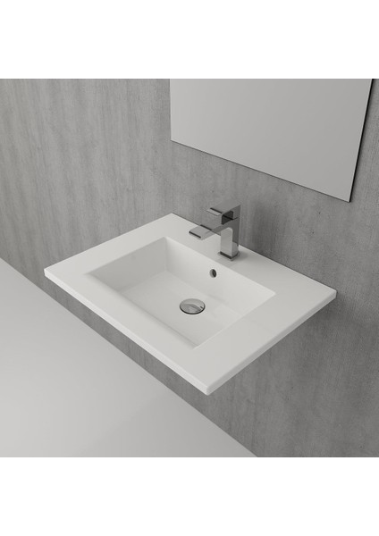Bocchi Milano Etajerli Lavabo 60 cm Parlak Beyaz 1161-001-0126