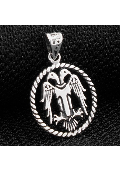 Çift Başlı Selçuklu Kartalı Motifli 925 Ayar Gümüş Kolye Ucu