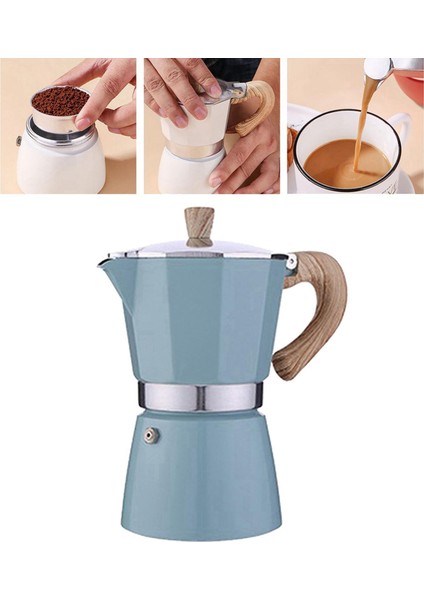 Klasik Stovetop Espresso Maker Espresso Kupası Moka Pot - Mavi Göl 300ML(Yurt Dışından)