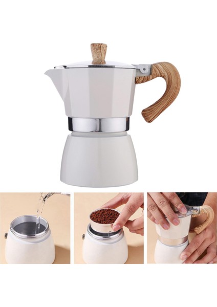 Klasik Stovetop Espresso Maker Espresso Kupası Moka Pot White 150ML