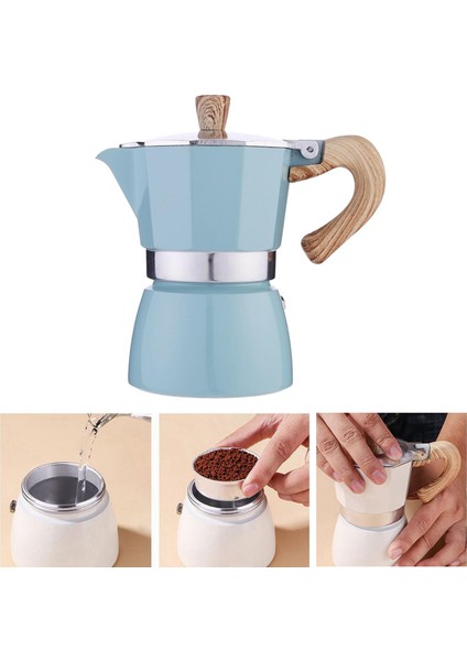 Klasik Stovetop Espresso Maker Espresso Kupası Moka Pot Gölü Mavi 150ML(Yurt Dışından)