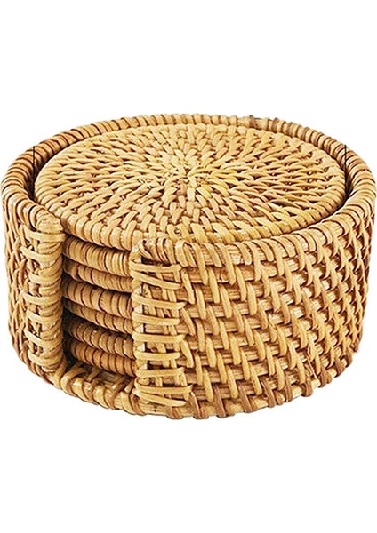 El Dokuma Rattan Placemat Örgülü Rattan Coaster Placemat ile Tutucu 8cm fiyatları