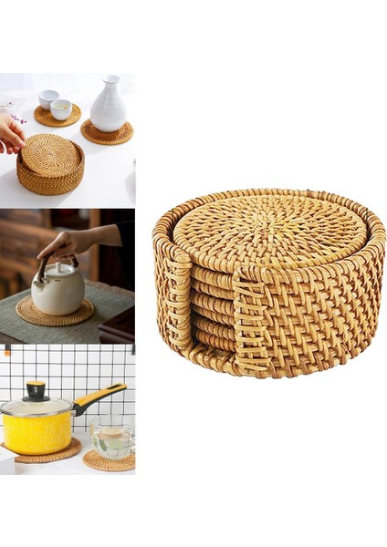 El Dokuma Rattan Placemat Örgülü Rattan Coaster Placemat ile Tutucu 8cm indirimleri