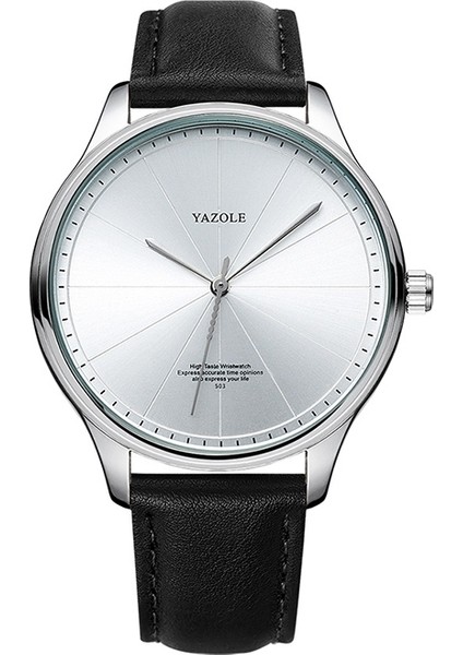 Yazol 503 Basit Çizgi Desen Arama Erkekler Kuvars Izle (Siyah Kabuk Siyah Tepsi Kahverengi Kemer) (Yurt Dışından)